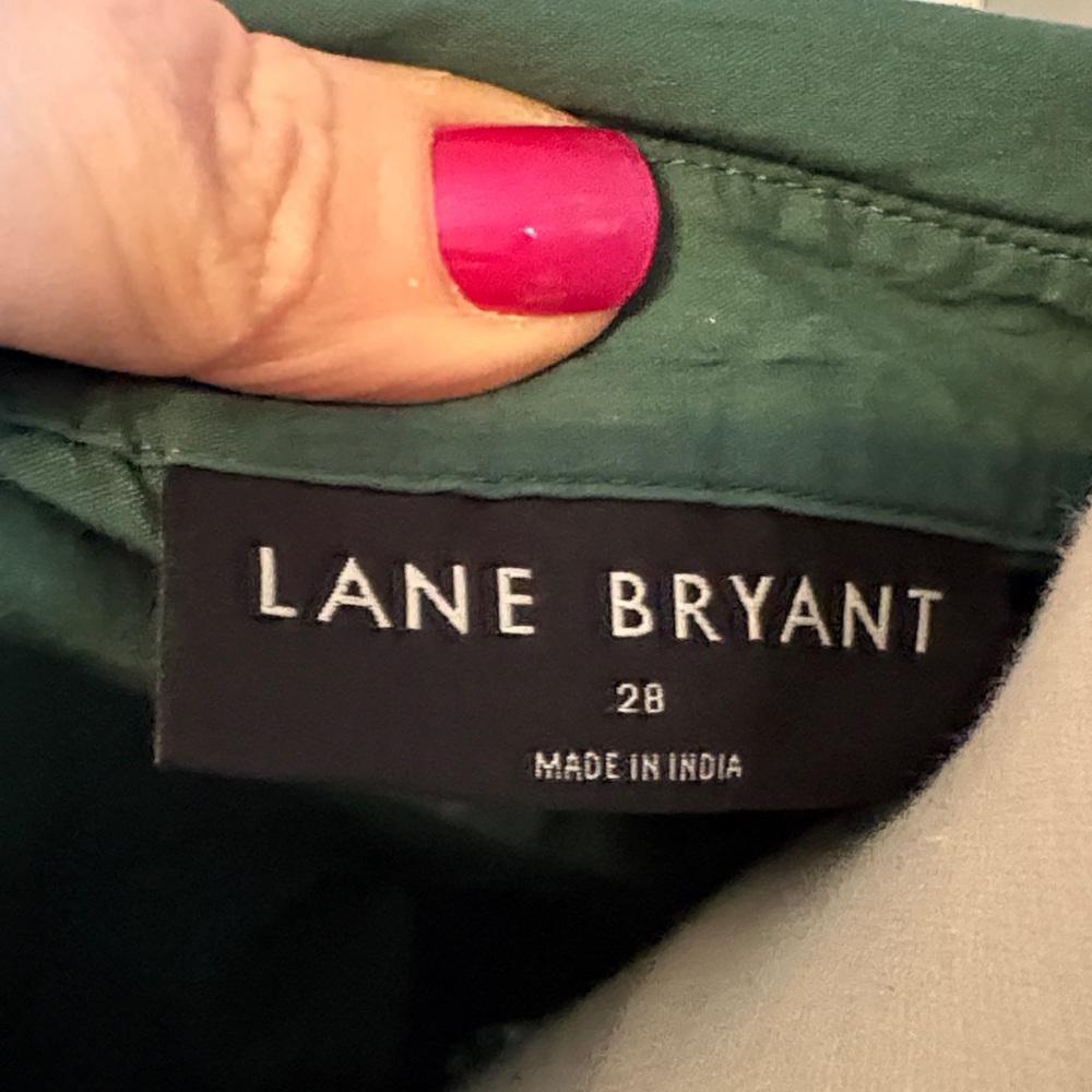 Lane Bryant Emerald Green Short-Sleeve Button Front Blouse - Picture 2 of 6